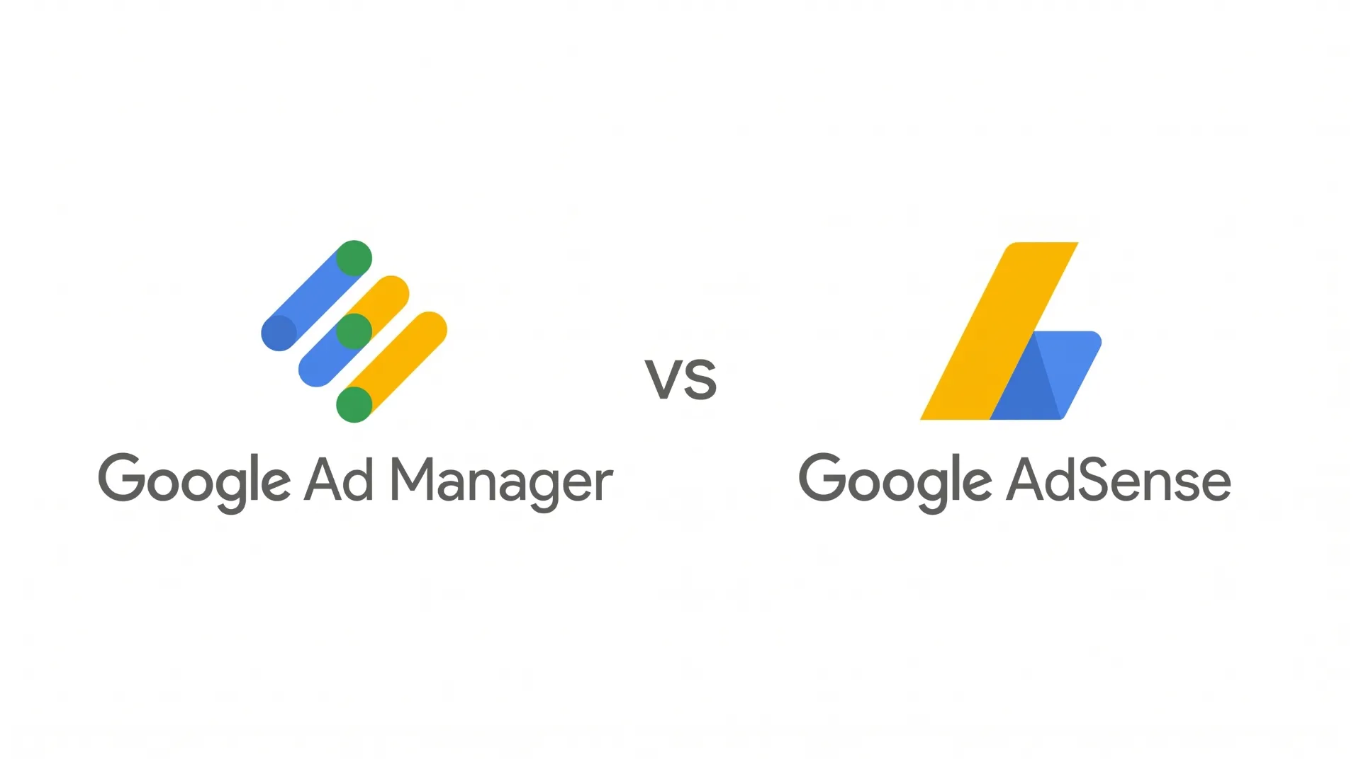 Google Ad Manager versus Google AdSense, exibindo seus logos.